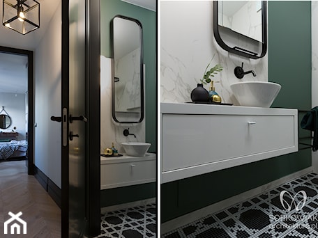 Aranżacje wnętrz - Łazienka: zielono biała łazienka w stylu klasycznym - Sobkowiak Architektura . Przeglądaj, dodawaj i zapisuj najlepsze zdjęcia, pomysły i inspiracje designerskie. W bazie mamy już prawie milion fotografii!