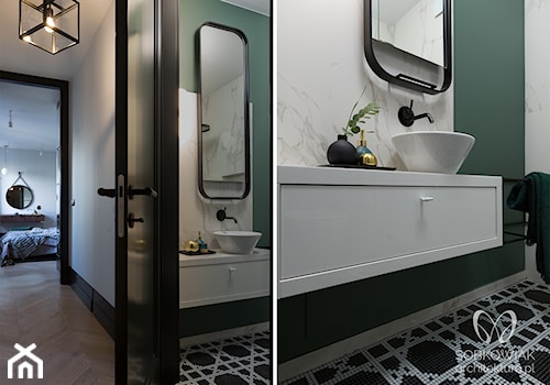 zielono biała łazienka w stylu klasycznym - zdjęcie od Sobkowiak Architektura
