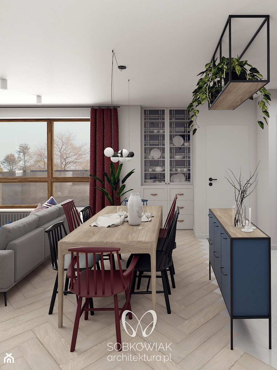 Wnętrza przytulnego mieszkania w stylu skandynawskiem - Jadalnia, styl skandynawski - zdjęcie od Sobkowiak Architektura