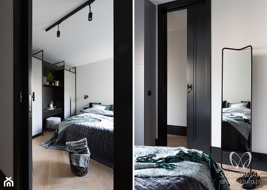 klasyczna sypialnia z elementami industrialnymi - zdjęcie od Sobkowiak Architektura