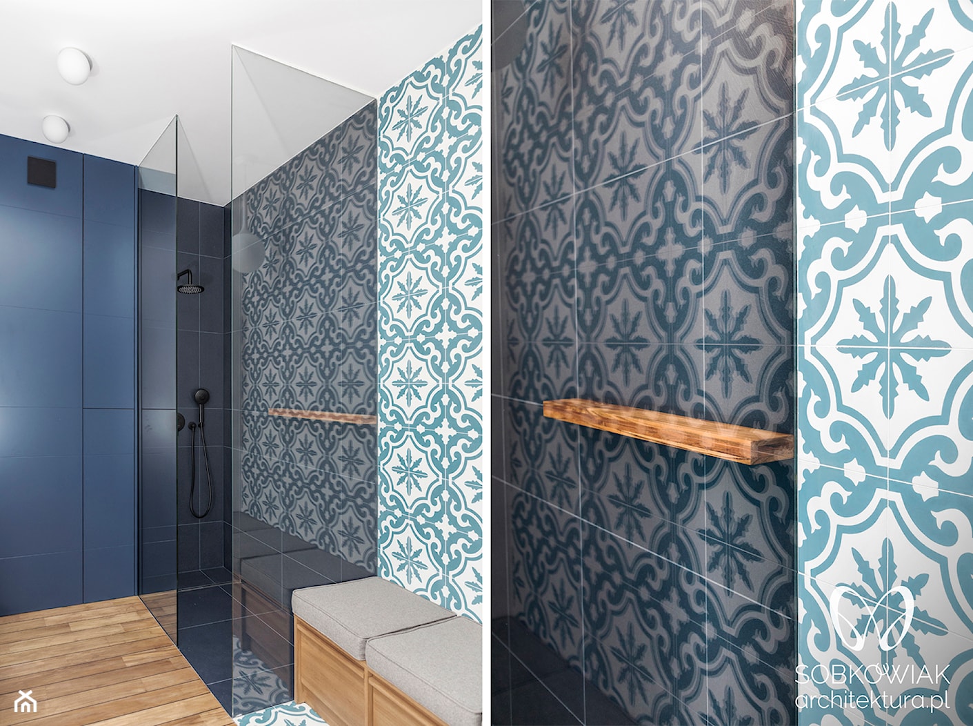 Nowoczesna kolorowa łazienka w morskich odcieniach - zdjęcie od Sobkowiak Architektura - Homebook