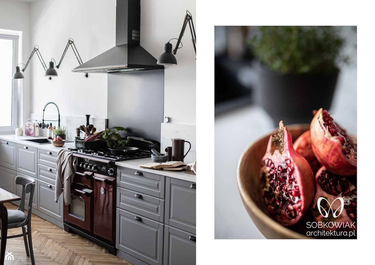 Kuchnia gazowa w kolorze bordo - zdjęcie od Sobkowiak Architektura - Homebook
