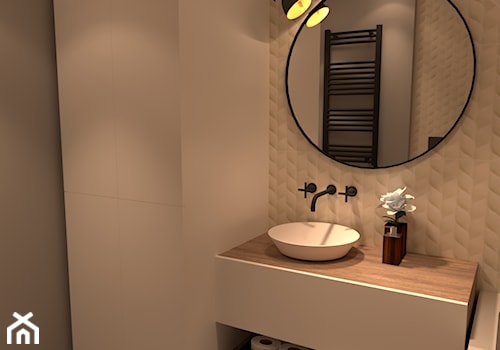 Mała łazienka z dużym skośnm dachem - zdjęcie od Merlin Pastel - Projektowanie Wnętrz
