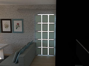 Lazurowy - Mały szary salon, styl skandynawski - zdjęcie od Merlin Pastel - Projektowanie Wnętrz
