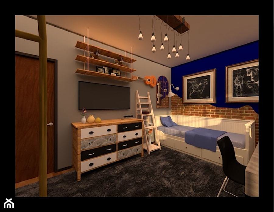 pokoj z gitara - zdjęcie od Merlin Pastel - Projektowanie Wnętrz