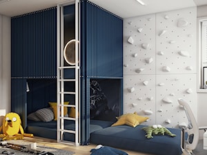 Pokój dla dziecka_z piętrowym łóżkiem w kolorze granatu - zdjęcie od ProjecTOWN Izabela Czado
