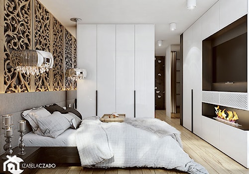 Sypialnia nowoczesna z elementami glamour - zdjęcie od ProjecTOWN Izabela Czado