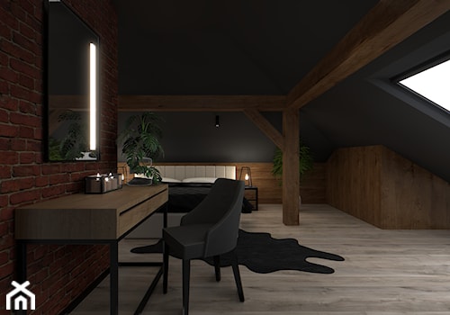 Projekt domu, Gliwice - Sypialnia, styl industrialny - zdjęcie od Vizman Design