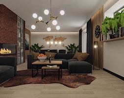 Projekt domu, Gliwice - Duży biały brązowy salon z jadalnią, styl nowoczesny - zdjęcie od Vizman Design - Homebook