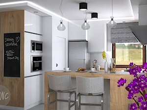 Pokój dzienny z otwartą kuchnią - Kuchnia, styl nowoczesny - zdjęcie od KRWC Design