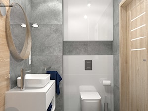 Projekt łazienki - Mała bez okna z lustrem z punktowym oświetleniem łazienka, styl nowoczesny - zdjęcie od KRWC Design
