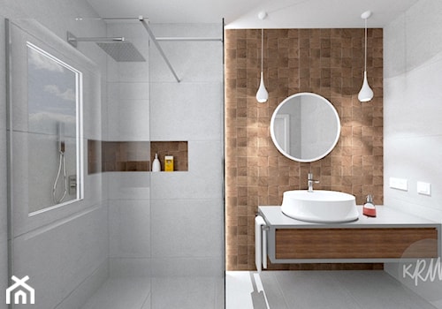 Łazienka i wc w stylu nowoczesnym - Średnia łazienka z oknem, styl nowoczesny - zdjęcie od KRWC Design