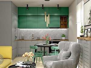 Salon z aneksem kuchennym - dżungla - Kuchnia, styl nowoczesny - zdjęcie od KRWC Design