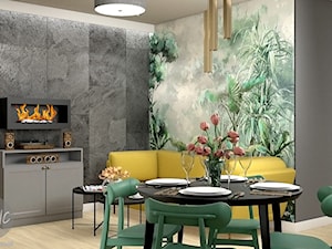 Salon z aneksem kuchennym - dżungla - Salon, styl nowoczesny - zdjęcie od KRWC Design