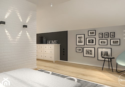 Przebudowa 10 letniego domu - Średnia szara sypialnia, styl skandynawski - zdjęcie od ALMINAS WNĘTRZA