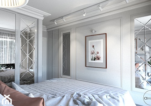 Róż Paryski delikatność i kobiecość - Średnia szara sypialnia, styl glamour - zdjęcie od ALMINAS WNĘTRZA