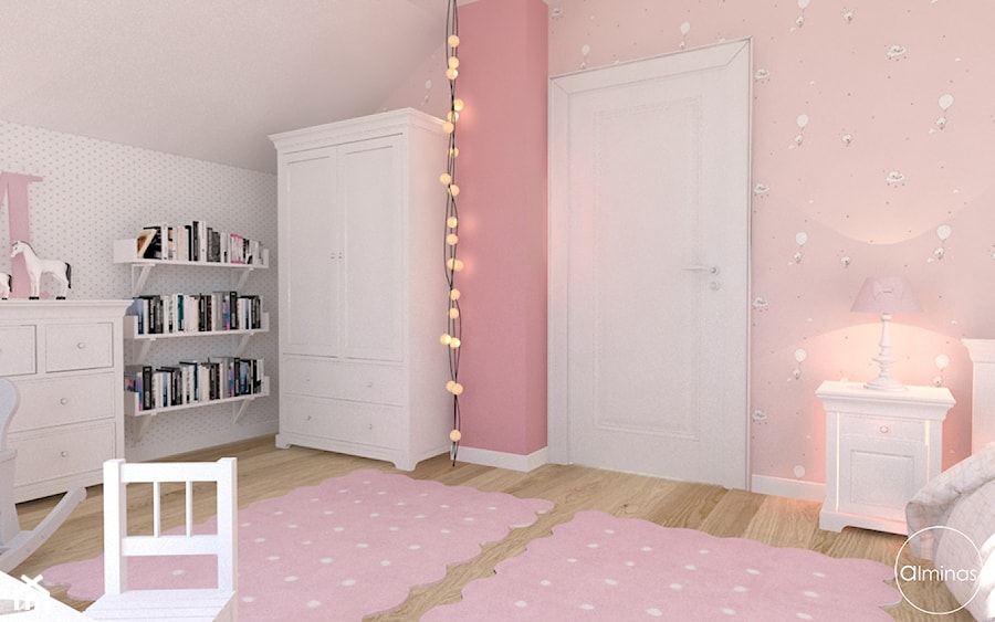 Przebudowa 10 letniego domu - Średni biały różowy pokój dziecka dla dziecka dla dziewczynki, styl tradycyjny - zdjęcie od ALMINAS WNĘTRZA