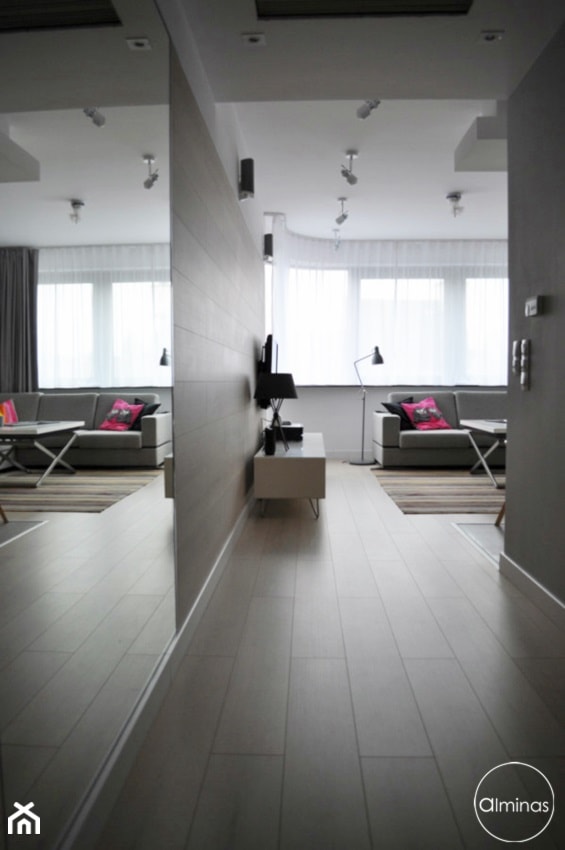 Małe kolorowe mieszkanie w centrum - Hol / przedpokój, styl nowoczesny - zdjęcie od ALMINAS WNĘTRZA
