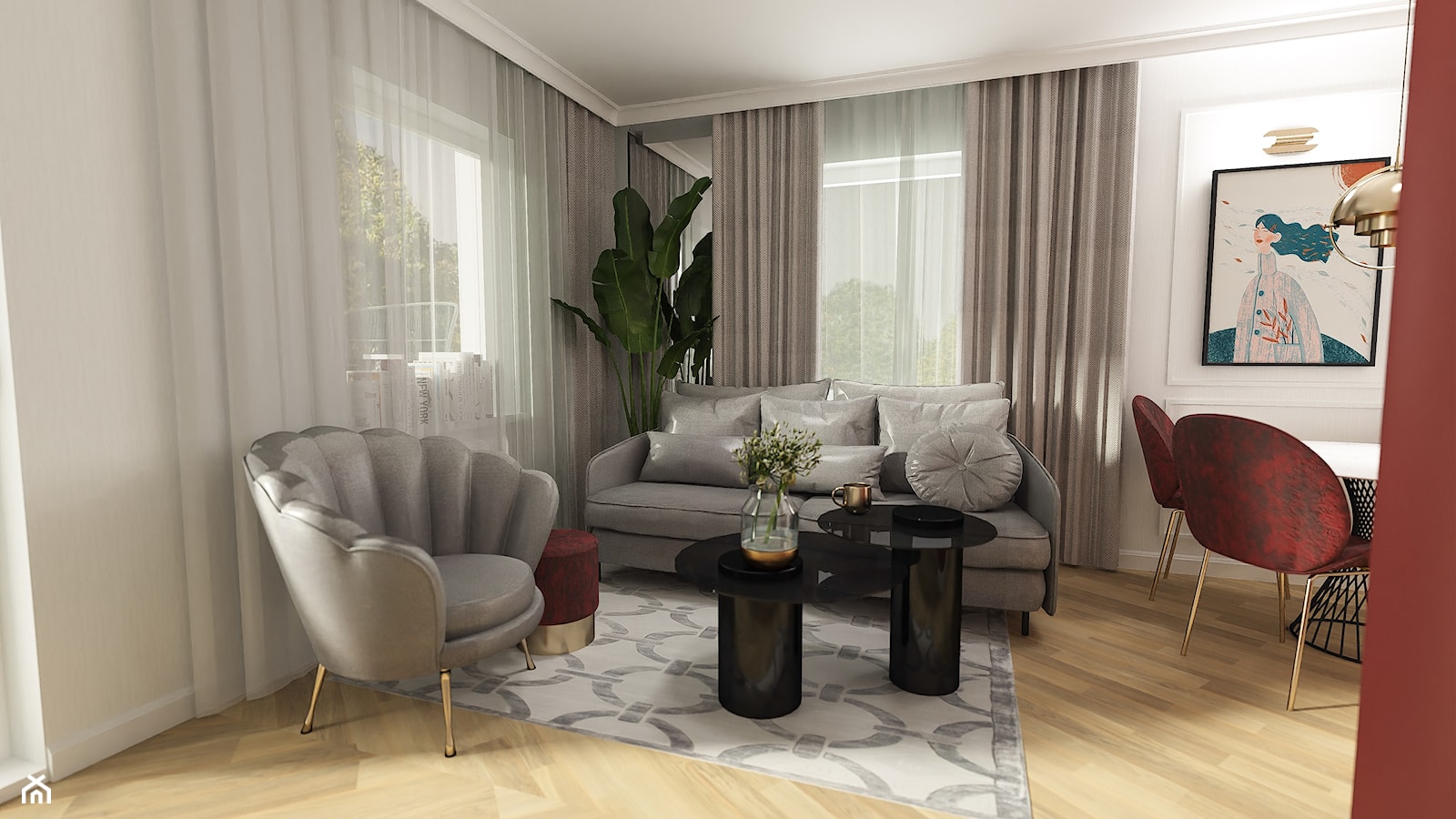 Marsala - nowoczesne mieszkanie z nutą klasyki - Wejherowo - Salon, styl nowoczesny - zdjęcie od Slow Studio - Homebook