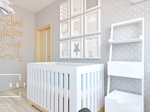 Pokój dla noworodka - Mały szary pokój dziecka dla niemowlaka dla chłopca dla dziewczynki, styl skandynawski - zdjęcie od INSIDE OUT Dorota Lubowicka Projektowanie Wnętrz