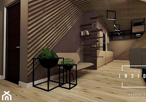 Apartament kolorowy - Średni czarny hol / przedpokój, styl nowoczesny - zdjęcie od INSIDE OUT Dorota Lubowicka Projektowanie Wnętrz