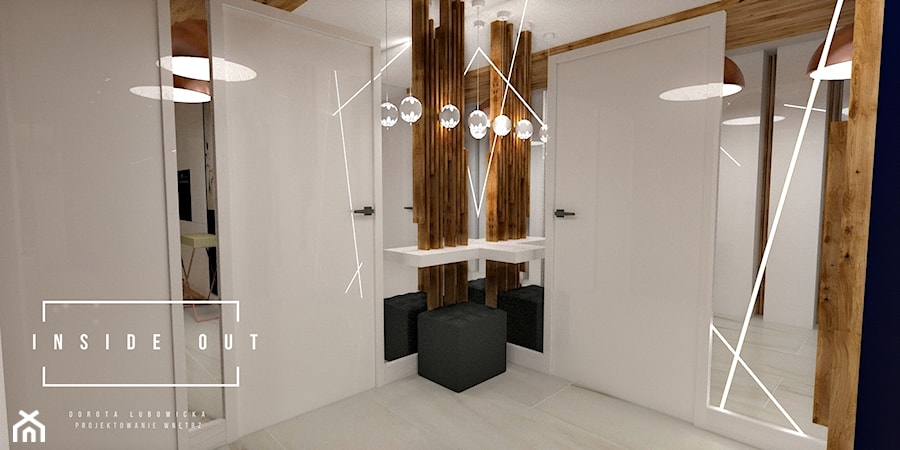 Apartament Sopot - Średni szary hol / przedpokój, styl nowoczesny - zdjęcie od INSIDE OUT Dorota Lubowicka Projektowanie Wnętrz