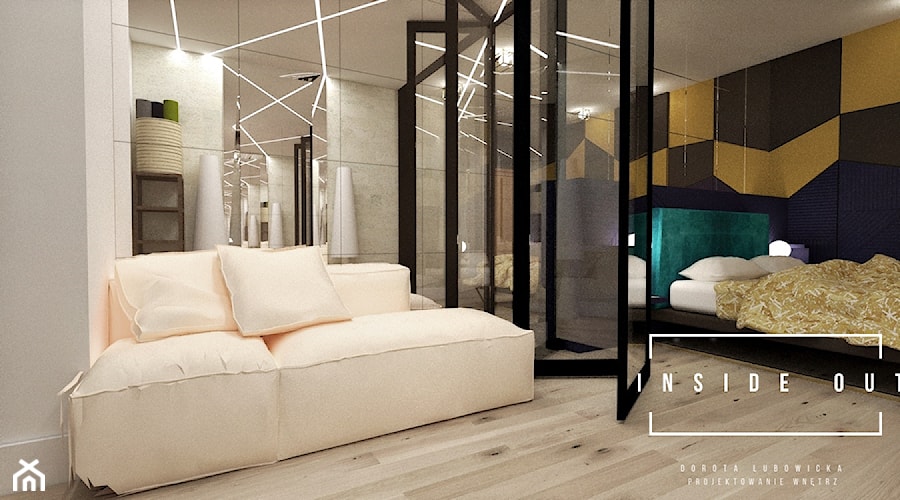 Apartament kolorowy - Sypialnia, styl nowoczesny - zdjęcie od INSIDE OUT Dorota Lubowicka Projektowanie Wnętrz