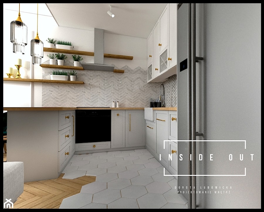Pastelowe love- mieszkanie na osiedlu Wolne Miasto - Kuchnia, styl tradycyjny - zdjęcie od INSIDE OUT Dorota Lubowicka Projektowanie Wnętrz