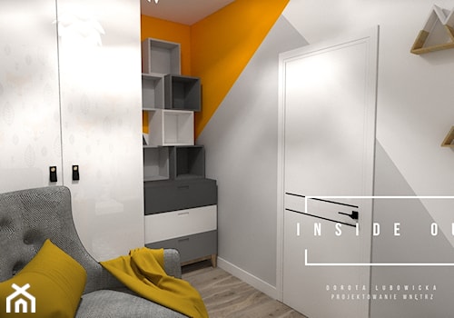 Mieszkanie na Osiedlu Maciejka v2 - Średni biały pomarańczowy szary pokój dziecka dla nastolatka dla ... - zdjęcie od INSIDE OUT Dorota Lubowicka Projektowanie Wnętrz