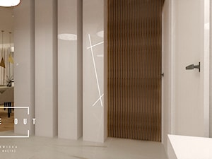 Apartament Sopot - Średni szary z marmurem na podłodze hol / przedpokój, styl nowoczesny - zdjęcie od INSIDE OUT Dorota Lubowicka Projektowanie Wnętrz