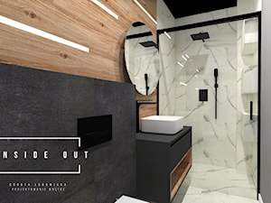 Dom jednorodzinny pod Gdańskiem - Średnia bez okna z marmurową podłogą łazienka, styl nowoczesny - zdjęcie od INSIDE OUT Dorota Lubowicka Projektowanie Wnętrz