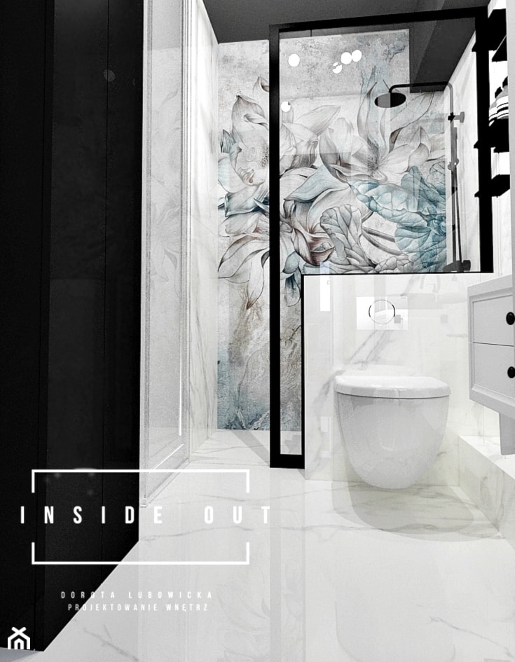 Łazienka w czerni i bieli - zdjęcie od INSIDE OUT Dorota Lubowicka Projektowanie Wnętrz