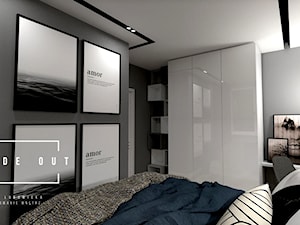 Mieszkanie na Osiedlu Maciejka - Średnia czarna szara z biurkiem sypialnia, styl nowoczesny - zdjęcie od INSIDE OUT Dorota Lubowicka Projektowanie Wnętrz