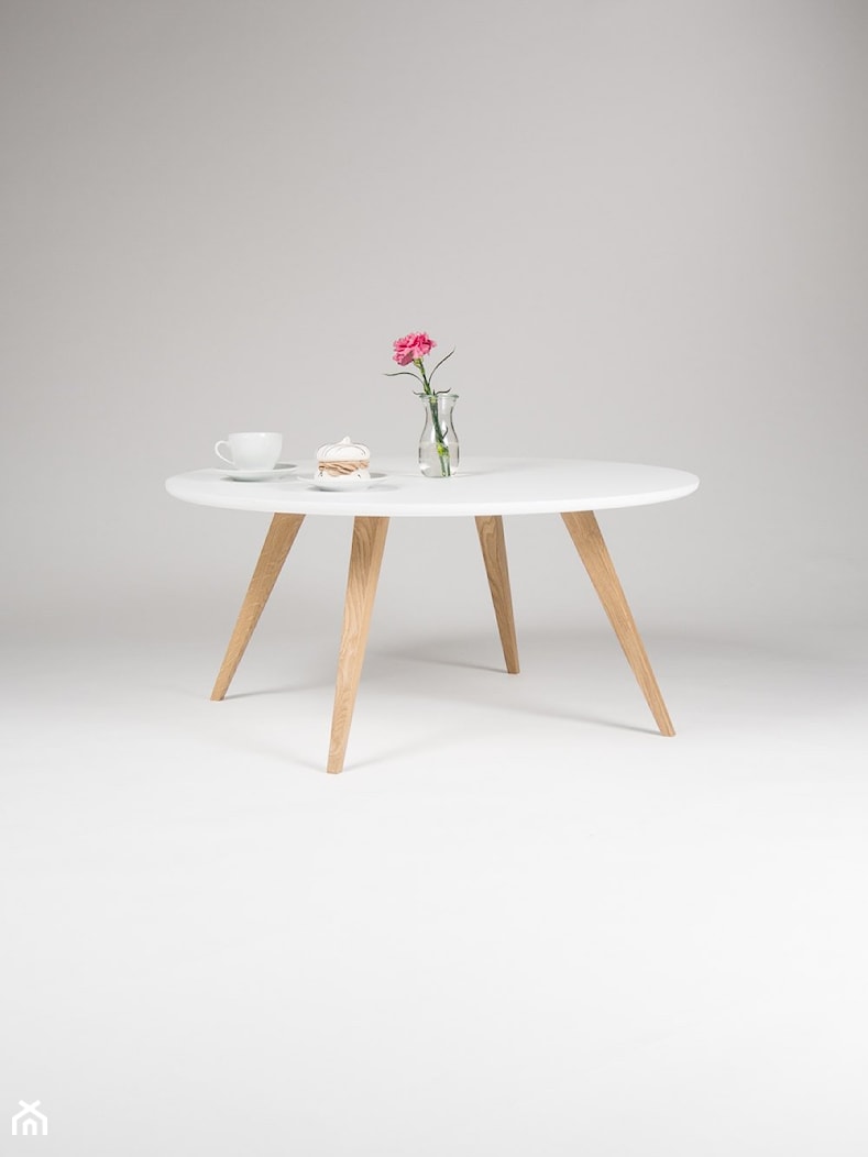 Okrągły, biały, skandynawski stolik kawowy ø90 - zdjęcie od Mo Woodwork - Homebook