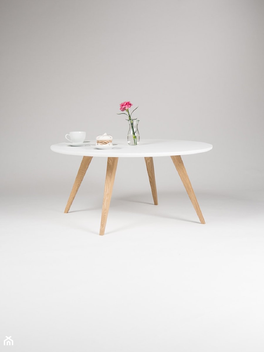 Okrągły, biały, skandynawski stolik kawowy ø90 - zdjęcie od Mo Woodwork