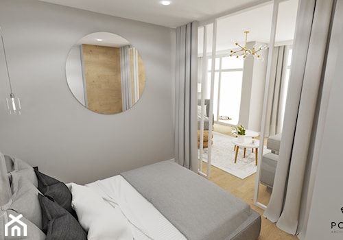 NIEWIELKA PRZESTRZEŃ • mieszkanie na wynajem. - Mała szara sypialnia, styl skandynawski - zdjęcie od PO.MYSŁ