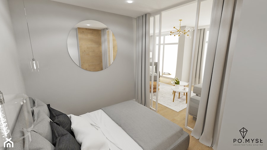 NIEWIELKA PRZESTRZEŃ • mieszkanie na wynajem. - Mała szara sypialnia, styl skandynawski - zdjęcie od PO.MYSŁ