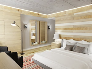 Drewniana ściana za łóżkiem. - zdjęcie od PO.MYSŁ