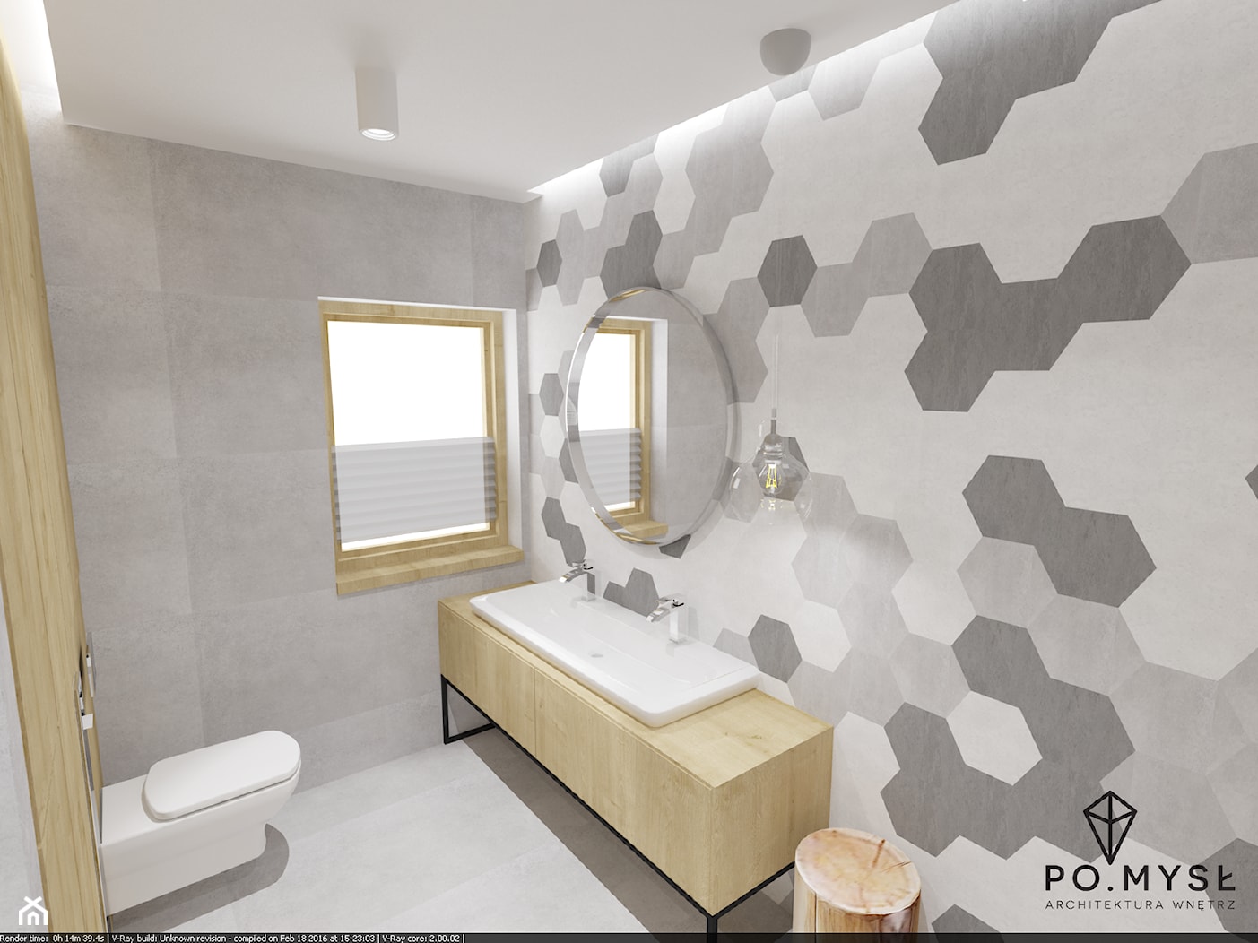 Płytki heksagonalne w łazience. - zdjęcie od PO.MYSŁ - Homebook