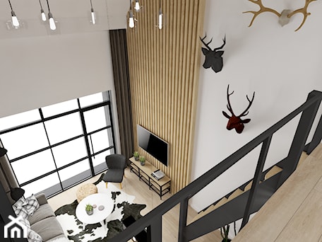 Aranżacje wnętrz - Salon: MINI LOFT • mieszkanie z antresolą. - Średni szary salon z antresolą, styl industrialny - PO.MYSŁ . Przeglądaj, dodawaj i zapisuj najlepsze zdjęcia, pomysły i inspiracje designerskie. W bazie mamy już prawie milion fotografii!