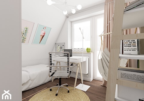 TROPIKALNIE • odważny pokój nastolatki - Średni biały pokój dziecka dla nastolatka dla chłopca, styl skandynawski - zdjęcie od PO.MYSŁ