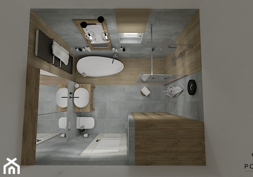 RUSTIC II • projekt łazienki. - Mała z lustrem łazienka z oknem, styl rustykalny - zdjęcie od PO.MYSŁ