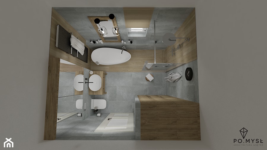 RUSTIC II • projekt łazienki. - Mała z lustrem łazienka z oknem, styl rustykalny - zdjęcie od PO.MYSŁ
