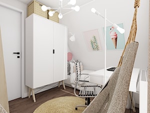 TROPIKALNIE • odważny pokój nastolatki - Średni biały pokój dziecka dla nastolatka dla dziewczynki, styl minimalistyczny - zdjęcie od PO.MYSŁ