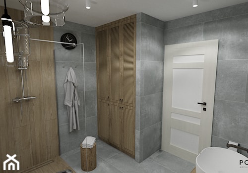 RUSTIC II • projekt łazienki. - Średnia bez okna z punktowym oświetleniem łazienka, styl rustykalny - zdjęcie od PO.MYSŁ