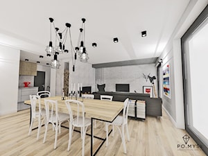 SCANDI! • dom w Rogoźniku. - Średnia biała jadalnia w salonie w kuchni, styl skandynawski - zdjęcie od PO.MYSŁ