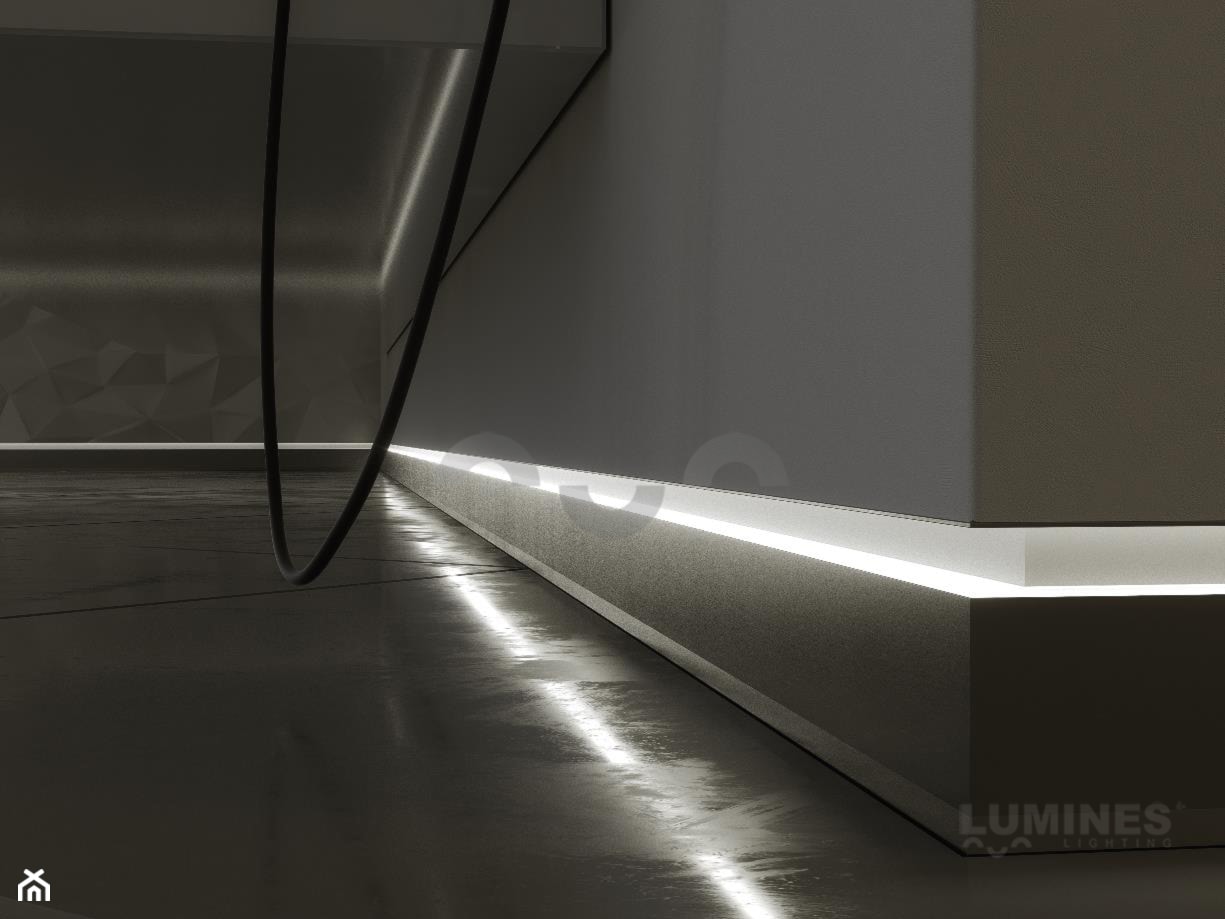 Nowoczesny salon z przypodłogową listwą LED - zdjęcie od Lumines Lighting - Homebook