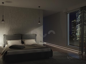 Sypialnia z oświetleniem przypodłogowym