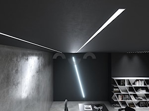 Nowoczesne, industrialne biuro z oświetleniem LED na ścianie i suficie - zdjęcie od Lumines Lighting