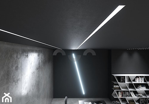 Nowoczesne, industrialne biuro z oświetleniem LED na ścianie i suficie - zdjęcie od Lumines Lighting